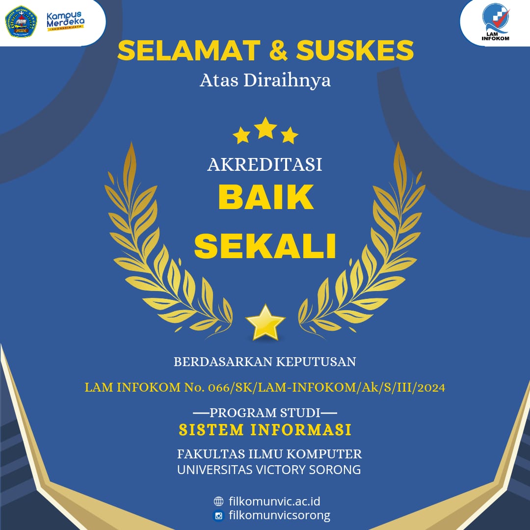 SI-FILKOM UNVIC Sorong Mendapatkan Akreditasi BAIK SEKALI oleh LAM-INFOKOM